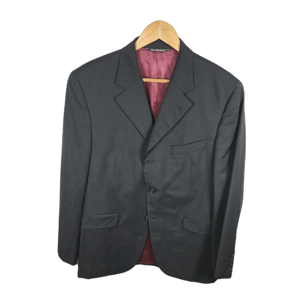 J. Victor Wool Suit Jacket Mens 42S Charcoal VTG Union Made Canada Career Event